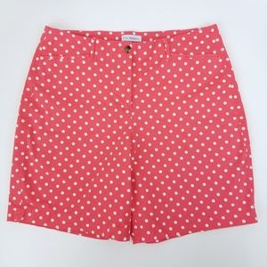 Kim Rogers Womens 16 36x8.5" Pink White Polka Dots Cotton Stretch Shorts